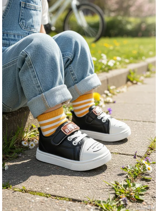 Kids Top Top Пинетки с подошвой на весну, черный, фото 3