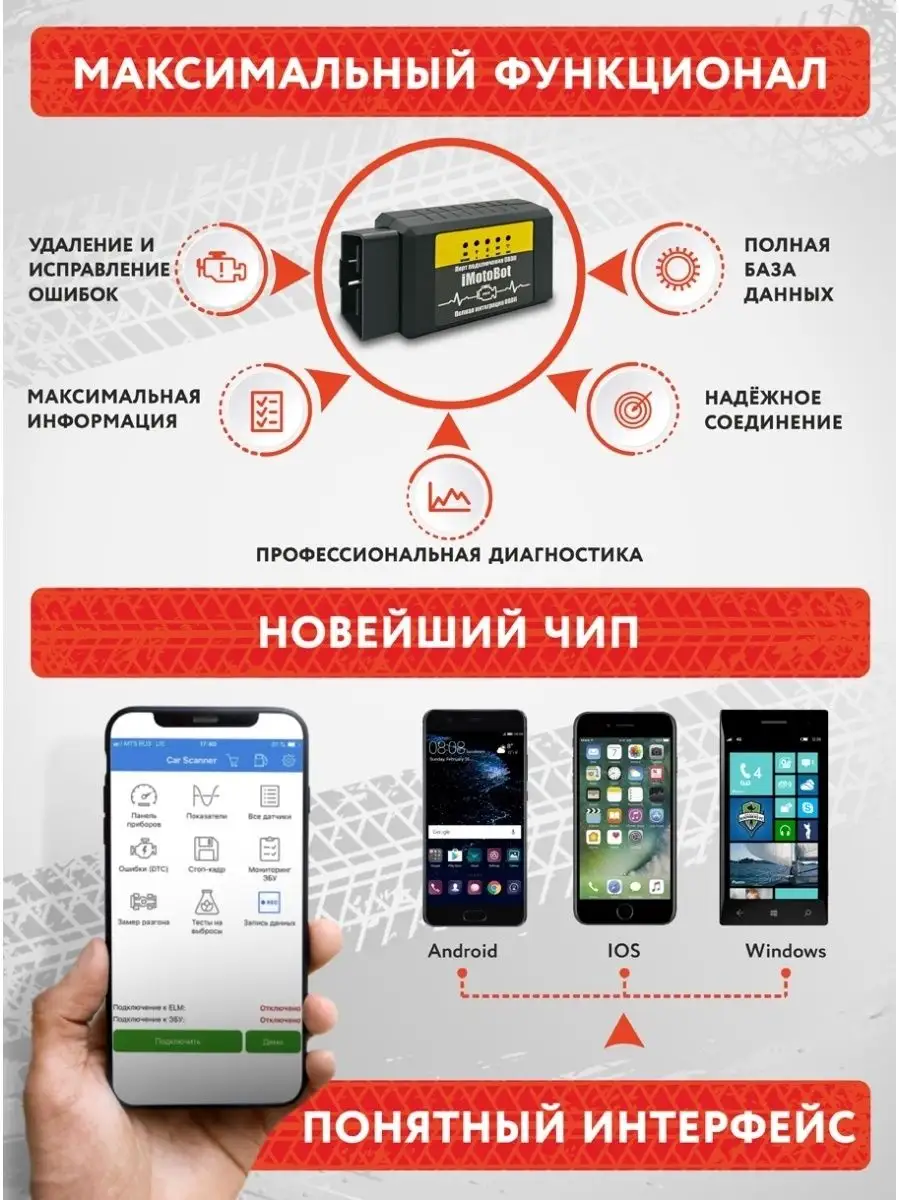 Автосканер ELM327 Black iMotoBot 76952069 купить за 245 ₽ в  интернет-магазине Wildberries