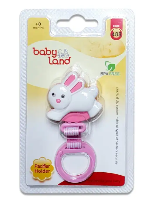 Baby Land Набор пустышка с держателем прищепкой соска ночная 6-18мес, розовый, фото 3