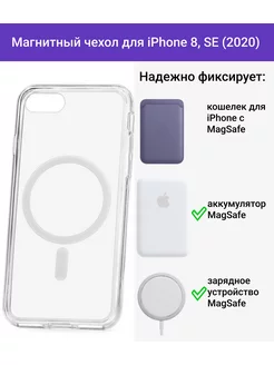 Чехол MagSafe на iPhone 8, SE 2020/2022 прозрачный Tech People 76992258 купить за 340 ₽ в интернет-магазине Wildberries