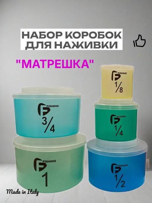 FLAGMAN Набор коробок рыболовных для наживки "Матрёшка" 5в1, синий