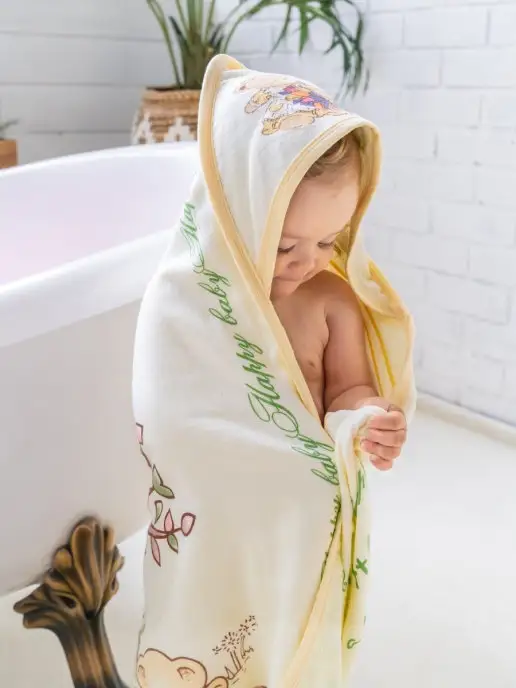 LUCKMARI Полотенце с уголком детское, желтый, фото 5
