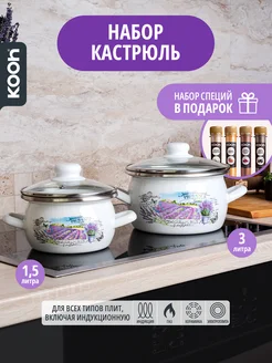 Набор эмалированных кастрюль (1,5, 3 л) Kooh 77015050 купить за 2 181 ₽ в интернет-магазине Wildberries