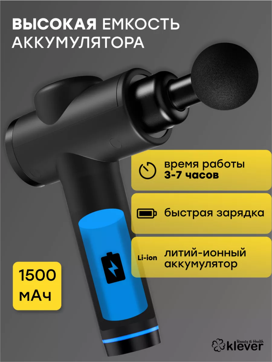 Перкуссионный массажер для тела Klever B&H KLEVER by Home 77067129 купить  за 3 753 ₽ в интернет-магазине Wildberries