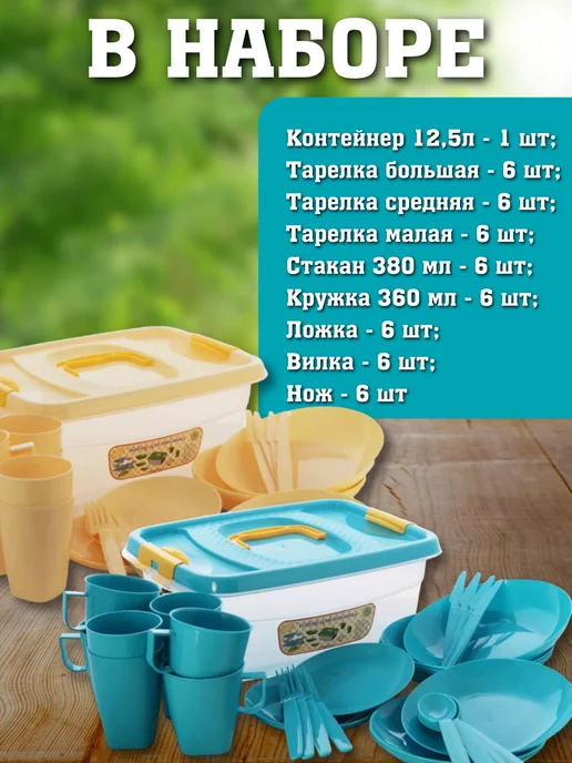FORMULA PROF_HOME Набор посуды для пикника на 6 персон, голубой, фото 2