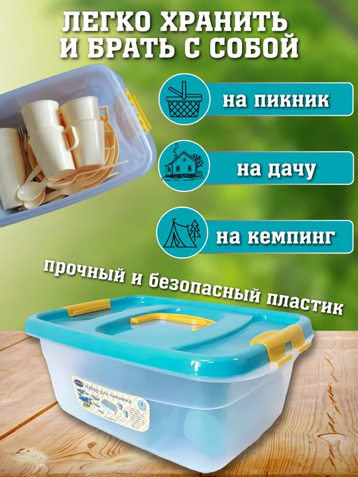 FORMULA PROF_HOME Набор посуды для пикника на 6 персон, голубой, фото 3