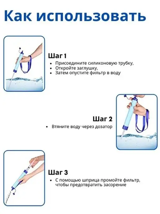 BULLAVA Фильтр для воды походный туристический, голубой, фото 7