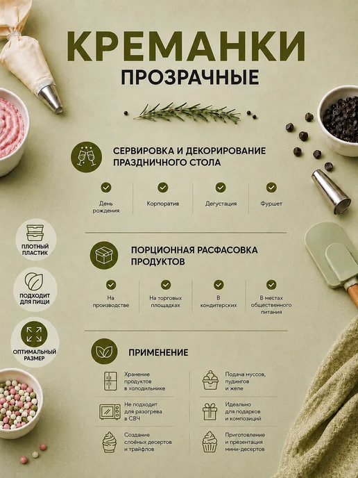 СМП-Склад Креманки прозрачные для порционных десертов, прозрачный, фото 3