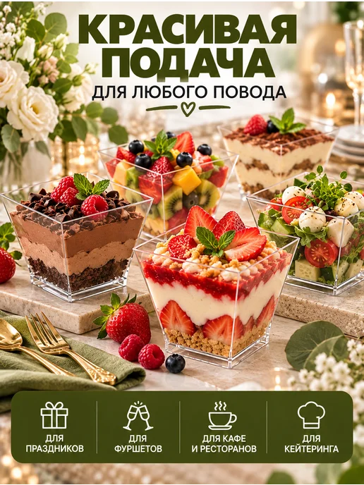 СМП-Склад Креманки прозрачные для порционных десертов, прозрачный, фото 6