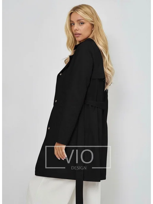 Vio Design Плащ демисезон короткий, черный