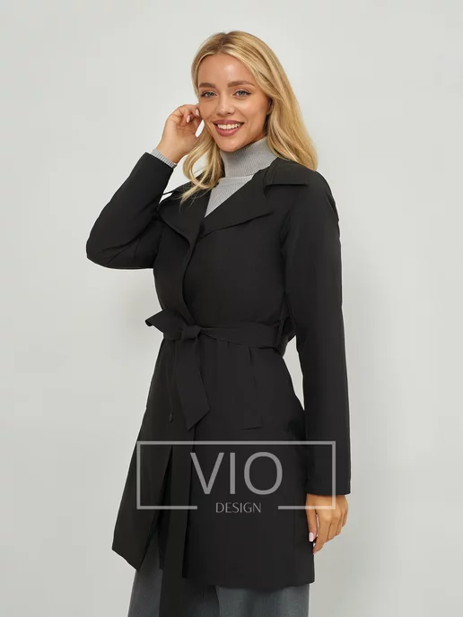 Vio Design Плащ демисезон короткий, черный, фото 8