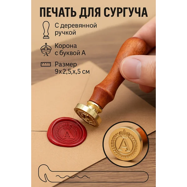 Печать для сургуча Корона с буквой