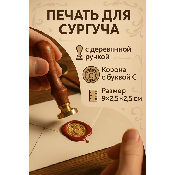 Печать для сургуча Корона с буквой