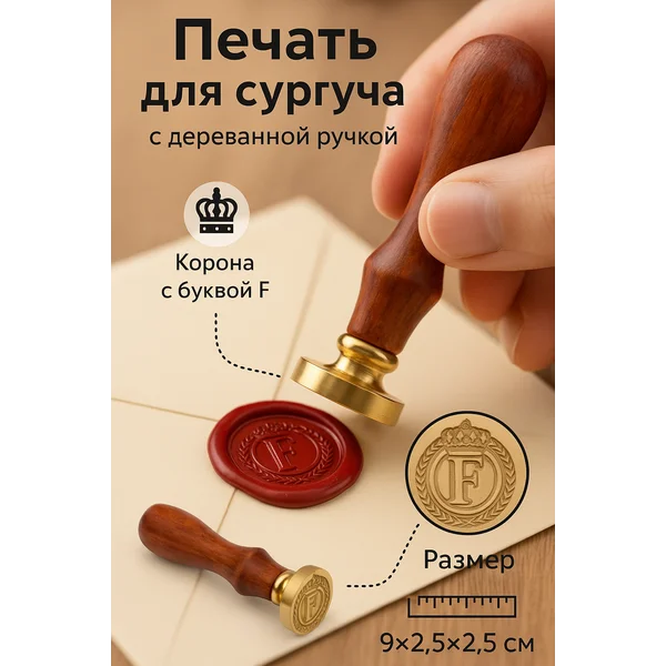 Печать для сургуча Корона с буквой