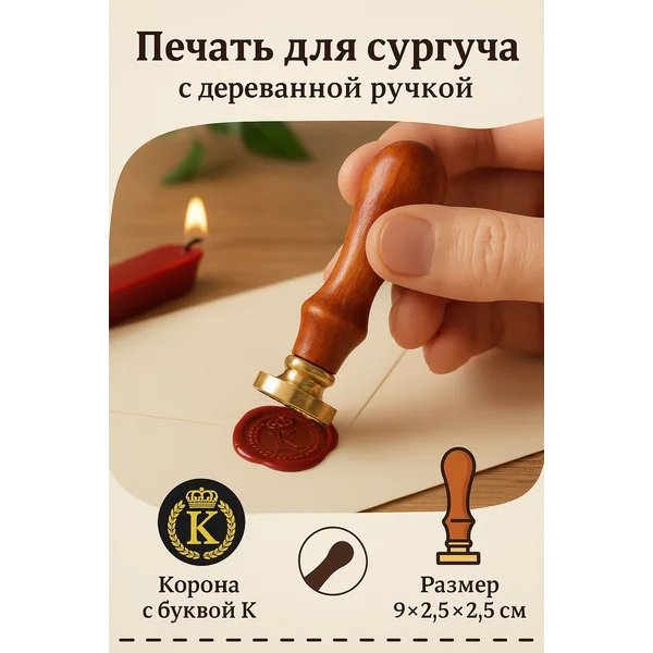 Печать для сургуча Корона с буквой