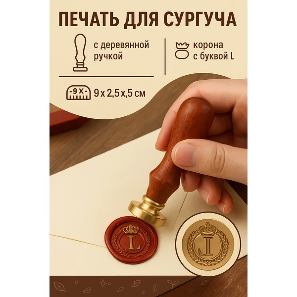 Печать для сургуча Корона с буквой
