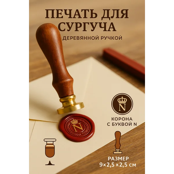 Печать для сургуча Корона с буквой