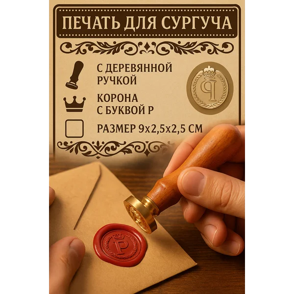 Печать для сургуча Корона с буквой