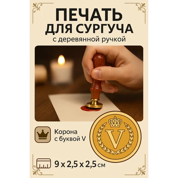 Печать для сургуча Корона с буквой