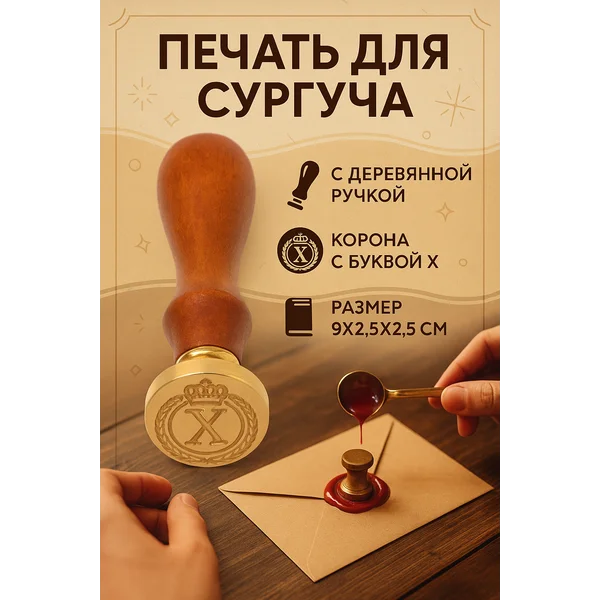 Печать для сургуча Корона с буквой