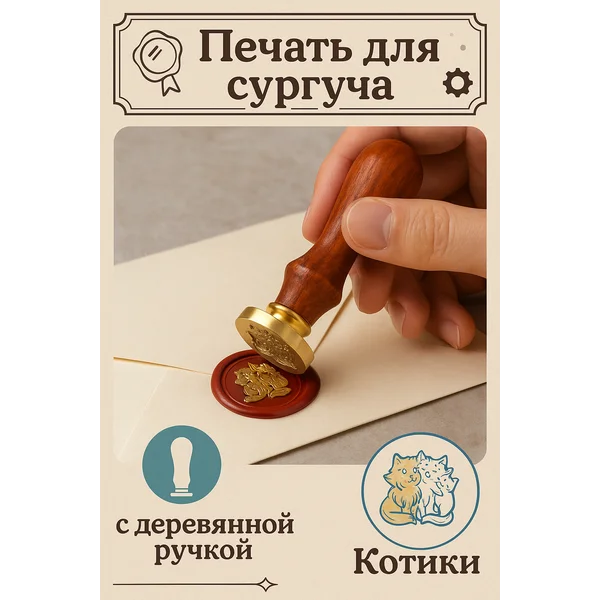 Печать для сургуча с деревянной ручкой