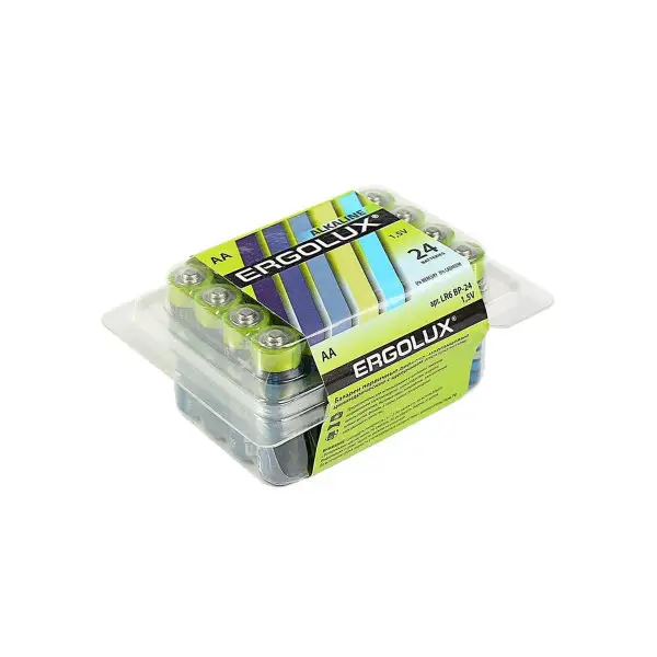 Батарейка алкалиновая Ergolux, AA, LR6-24BOX (LR6 BP-24)