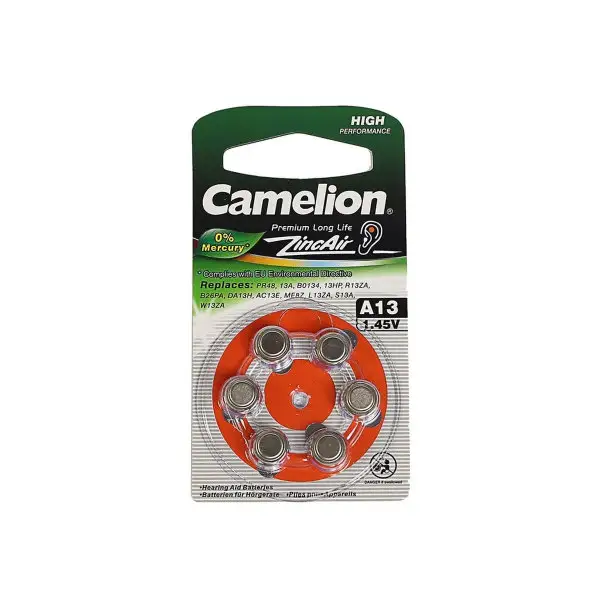 Батарейка цинковая Camelion, A13 (PR48)-6BL