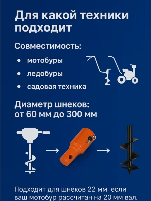 GaminGo Переходник для шнека с 22 бура на 20мм, вариант, фото 5