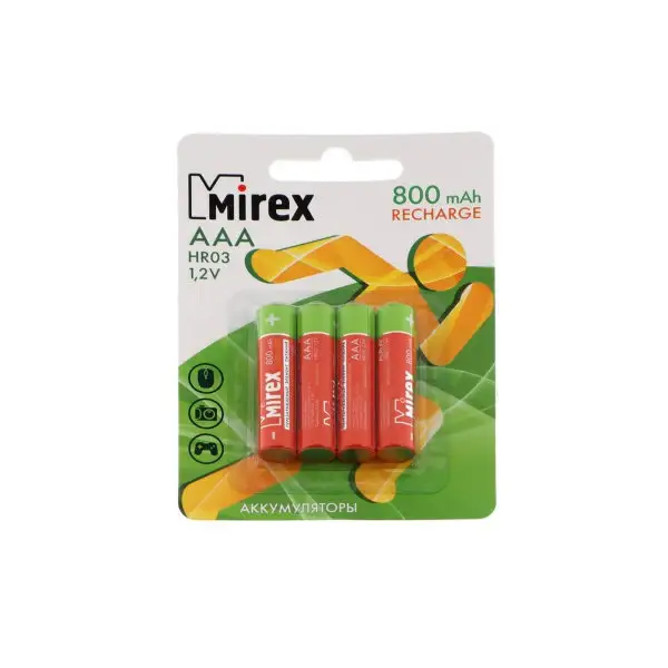 Аккумулятор Mirex, Ni-Mh, AAA, HR03-4BL, 1.2В, 600 мАч