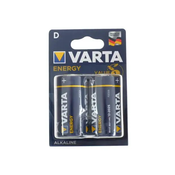 Батарейка алкалиновая Varta Energy, D, LR20-2BL, 1.5В