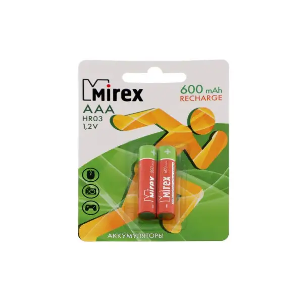 Аккумулятор Mirex, Ni-Mh, AAA, HR03-2BL, 1.2В, 1000 мАч