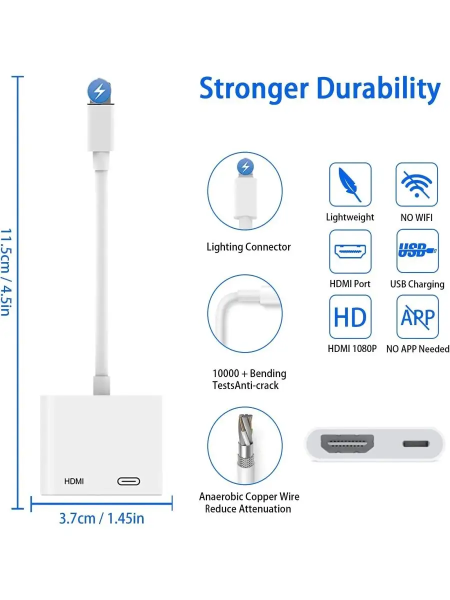 Переходник HDMI на Lightning для iPhone APG-T 77256372 купить за 835 ₽ в  интернет-магазине Wildberries