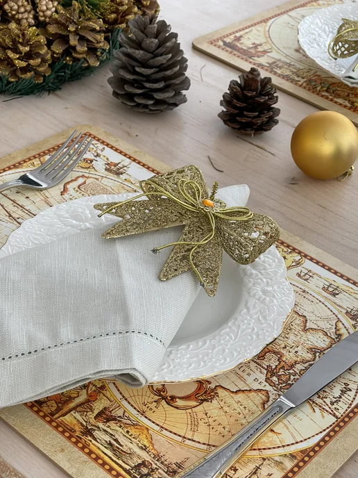 Аленький цветочек Плейсматы на стол Карта мира старинная, 38x28 см, 4 шт, 38x28 см, 4 шт, фото 2