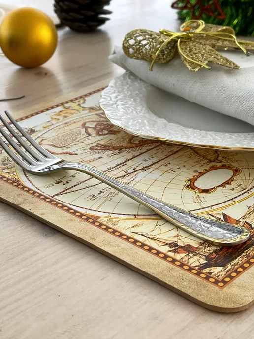 Аленький цветочек Плейсматы на стол Карта мира старинная, 38x28 см, 4 шт, 38x28 см, 4 шт, фото 3