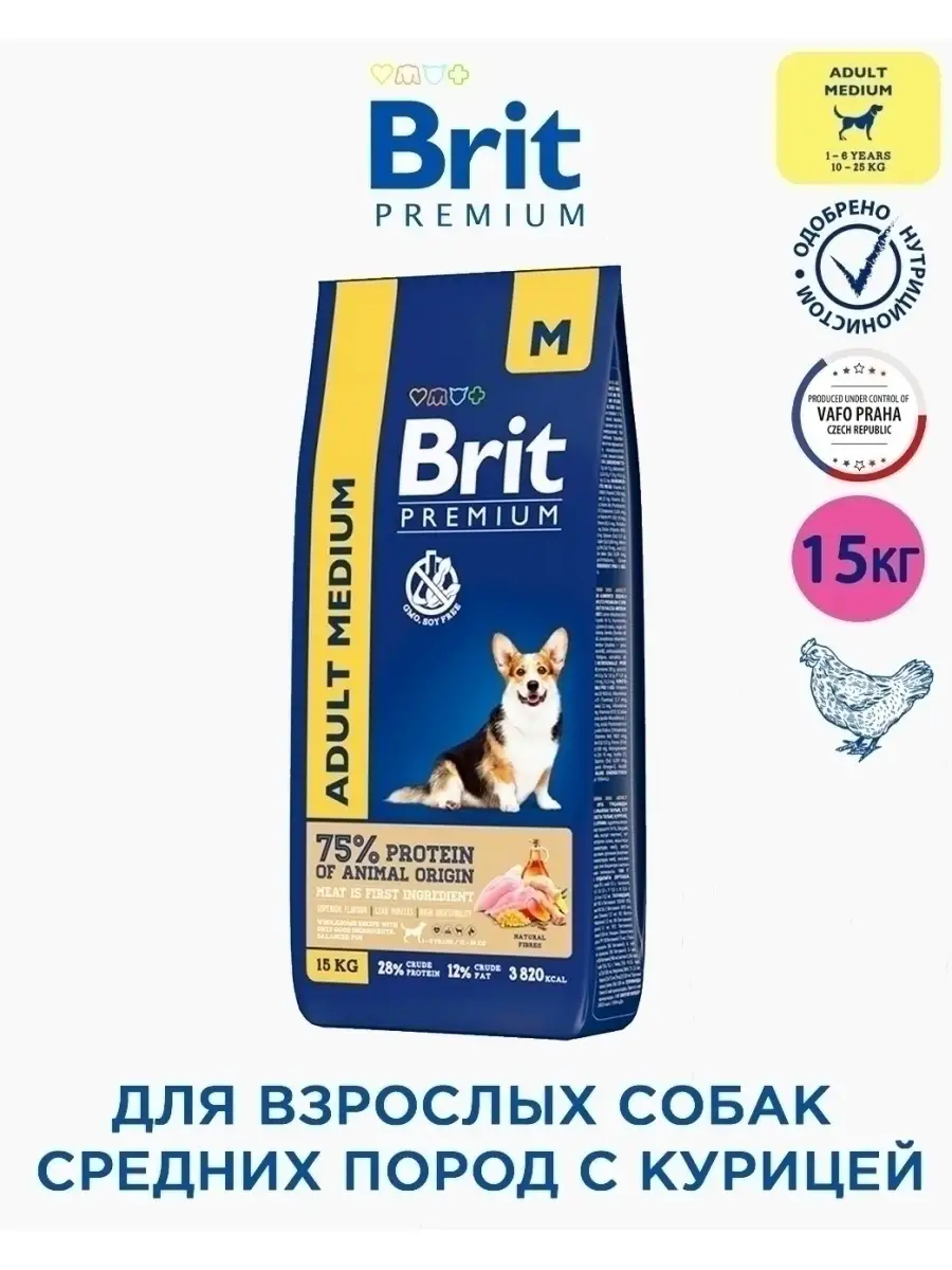 Brit premium adult m best sale 15 kg