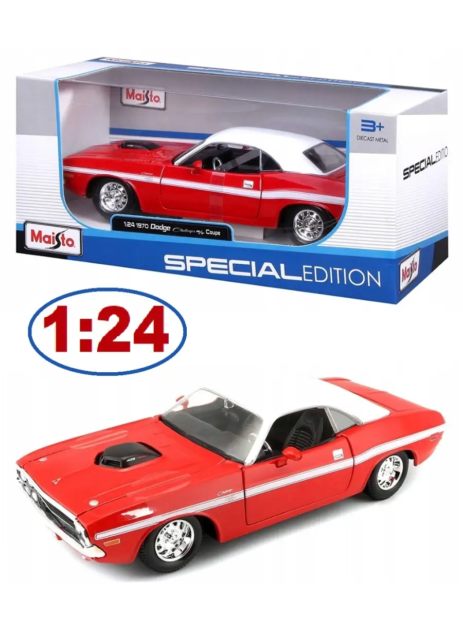 Maisto машинка металлическая 1970 Dodge Challenger R/T Coupe 1:24 арт.  31263 Maisto 77423996 купить в интернет-магазине Wildberries