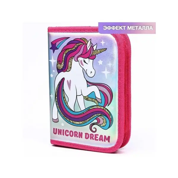 Школьный пенал 1 секция, Минни Маус, Unicorn dream,love