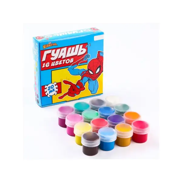 Краски для рисования Гуашь 16 цветов Человек-паук