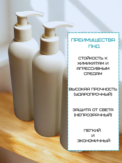 CozyBottles Флакон HDPE белый 250 мл. с дозатором, 250 мл, фото 4