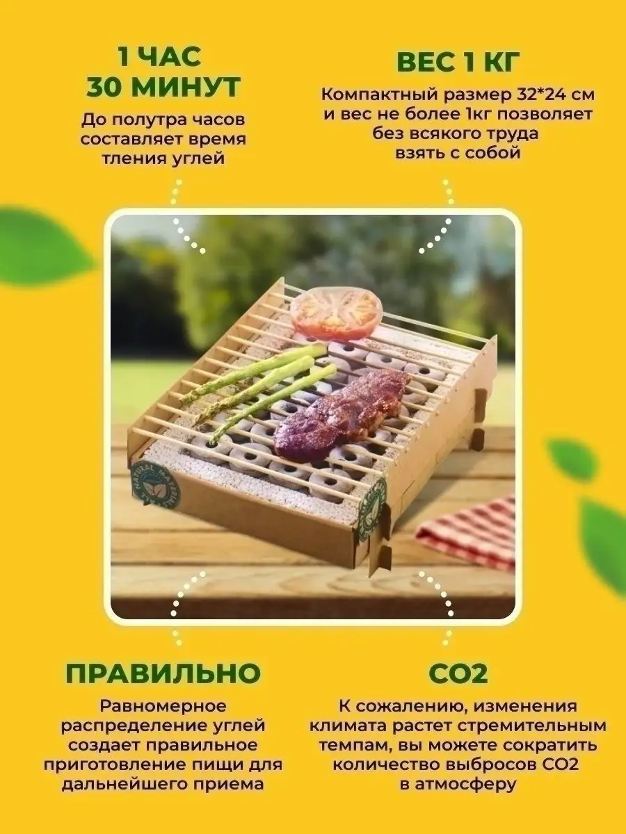 Мангал одноразовый Барбекю Гриль Подарок Новый год Green-grill 77547120  купить в интернет-магазине Wildberries