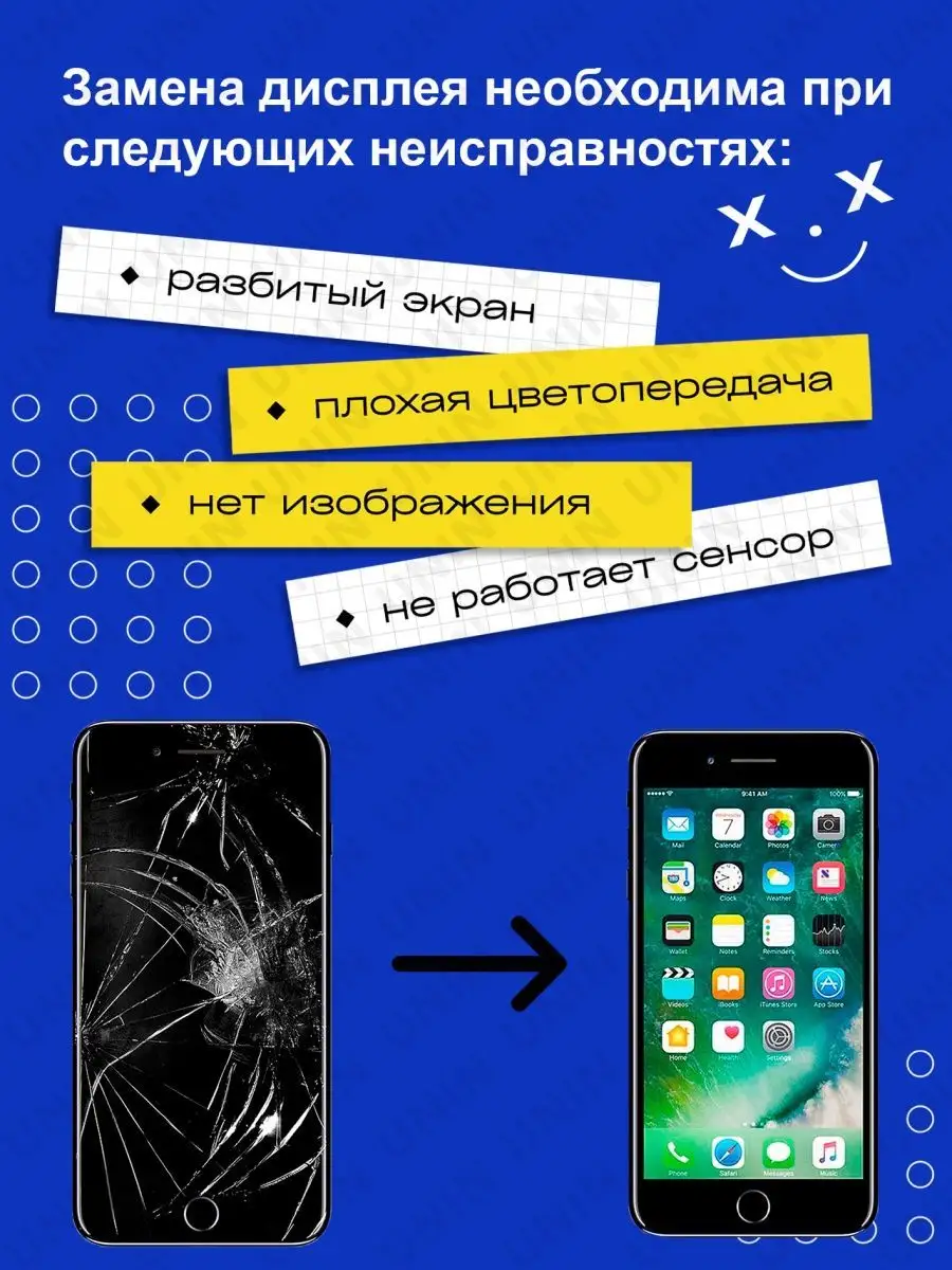 Дисплей для iPhone 8 Plus copy UNIN 77593345 купить за 1 003 ₽ в  интернет-магазине Wildberries