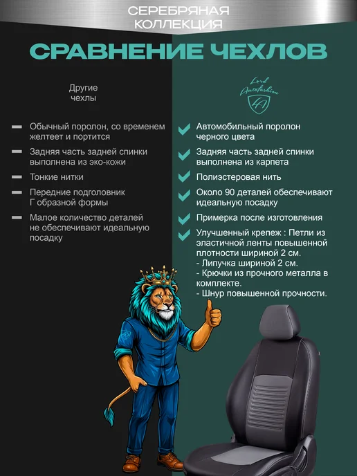 Lord Autofashion Чехлы на сиденья для Renault Logan-1 Логан экокожа ТСТ, черный, фото 7