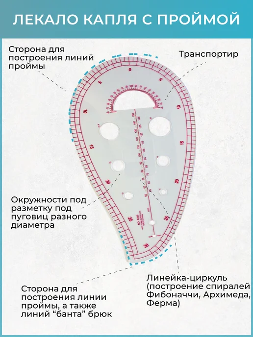 Тейлор Лекало портновское для шитья и кроя линейка закройщика набор, вариант, фото 8