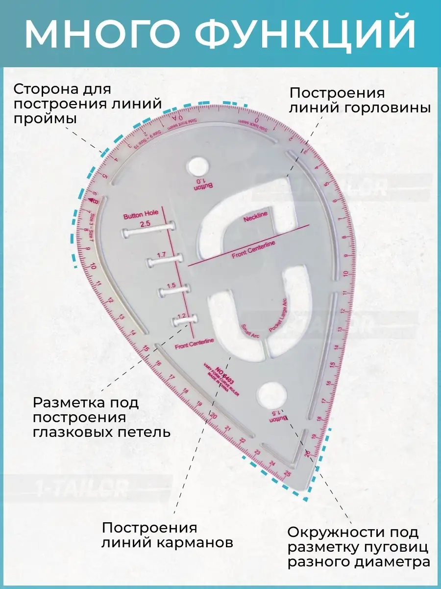 Линейка закройщика (масштабная 1:4)