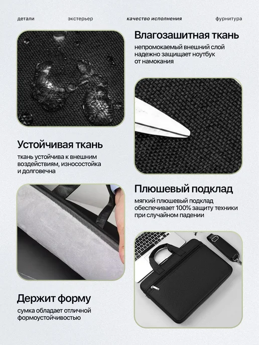 Mais Сумка для ноутбука 15.6 -16 дюймов и документов а4, черный, фото 7