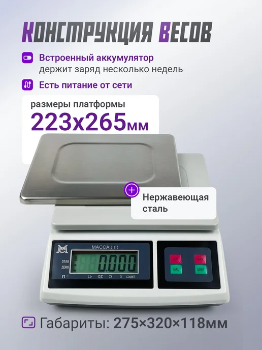 Мехэлектрон Электронные фасовочные весы ВЭТ-6-1С-АБ (до 6 кг, LCD), 6 кг, фото 2