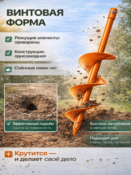 GaminGo Шнек для мотобура для грунта и льда 150 мм, 150, фото 3