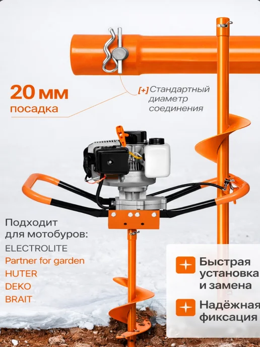 GaminGo Шнек для мотобура для грунта и льда 150 мм, 120, фото 6