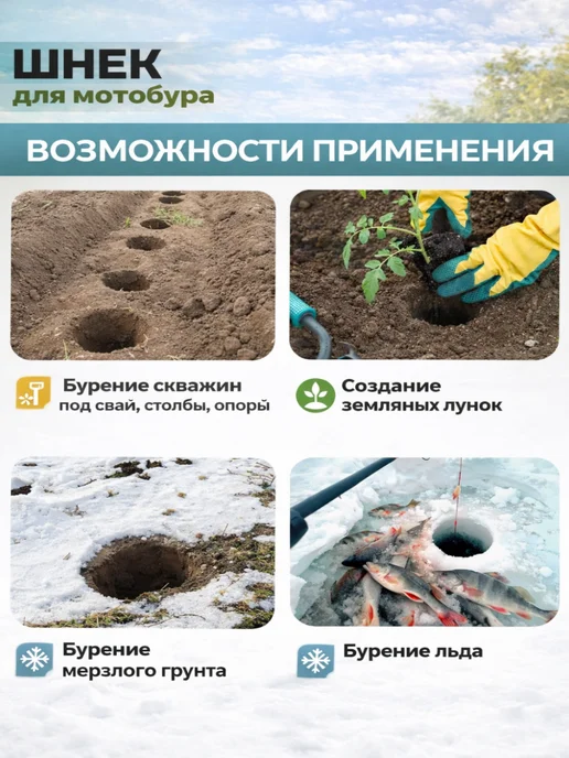 GaminGo Шнек для мотобура для грунта и льда 150 мм, вариант, фото 3