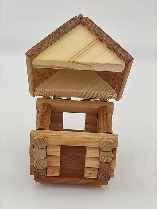 wood toy Деревянный сувенирный домик для декора, коричневый, фото 5
